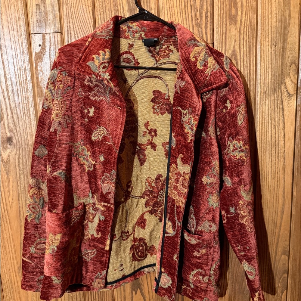 Nomadic Traders Red Floral Velvet Blazer